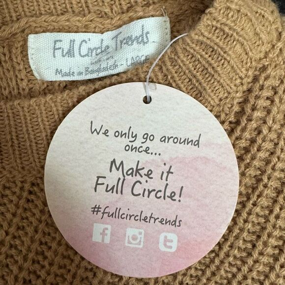 NWT Full Circle Trends (L) striped knit sweater with open back bow ties multi - Picture 3 of 4